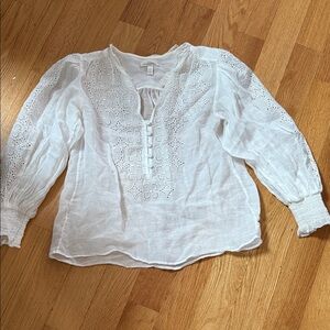 Banana Republic White Eyelet Blouse